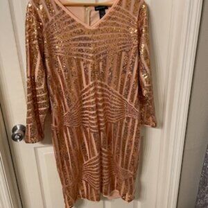 Ashley Stewart Women Gold sequined dress